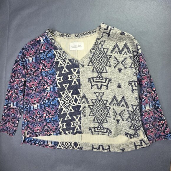 Pilcro Anthropologie Sweater Top Women S Oversized Boxy Thermal Aztec Boho Hippy - Picture 13 of 13